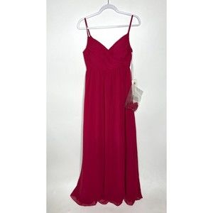 Revelry Lilly Chiffon Dress Womens 4 Red Long Maxi Wedding Bridesmaids